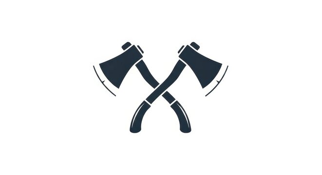 Crossed Axes Silhouette Icon Vector Illustration for Lumberjack Logo Design and Woodworking Branding