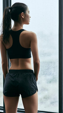 Athletic Asian Woman Training for a Healthy Lifestyle in Modern Fitness Environment