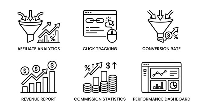 Affiliate Marketing and Business Analytics Icon Set