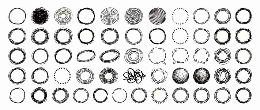 Hand Drawn Circles Collection Isolated