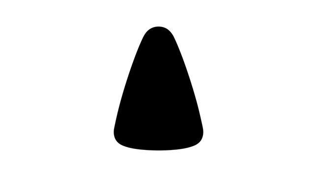 Helloween Black Triangle Icon. Rounded Apex and Base. Simple geometric shape illustration. Minimalist vector symbol for design and logos. Dark silhouette against white background. Vector