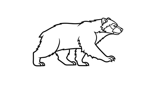 Black and white bear illustration on white background.