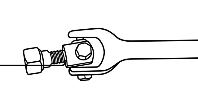 Steel clevis pin with nut on white background.