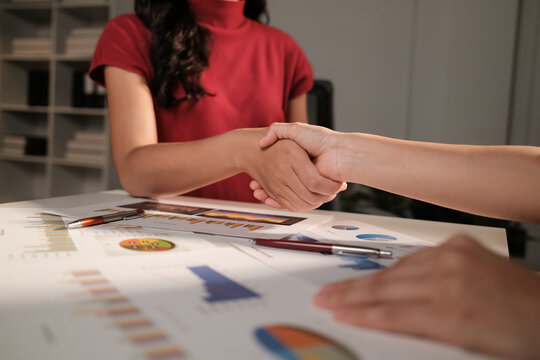 Business professionals shaking hands finalizing a deal