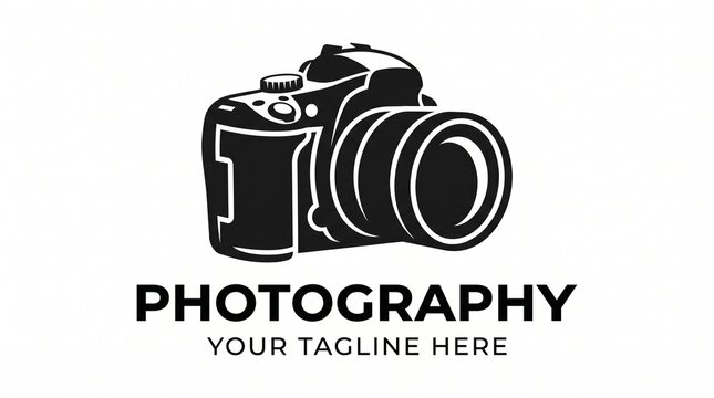 Black professional camera logo vector illustration icon isolated on white background for DSLR photo studio studio branding emblem tagline template graphics design