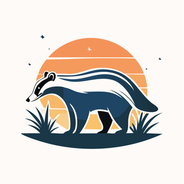 Minimalistische Dachs-Silhouette &ndash; Starker Dachs als Vektorillustration