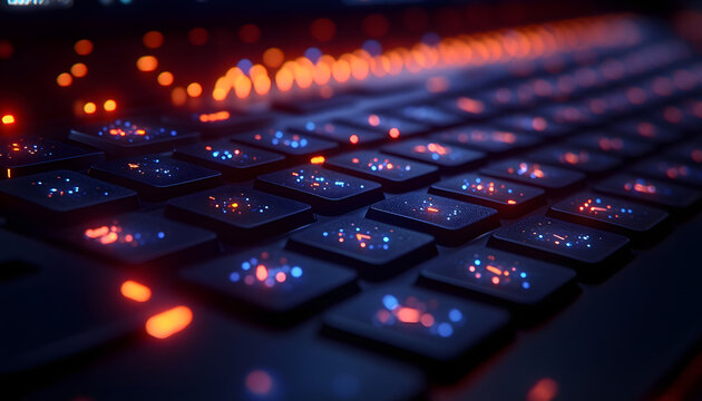 Ultra Realistic 3D Render of Artificial Intelligence Concept with Neon Lights, Neural Network and Futuristic Digital Technology