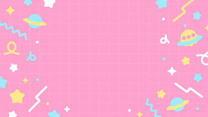 宇宙 かわいい ポップ 星 カラフル 配信 サムネイル バナー デザイン 背景 イラスト   © ラムネマテリアル（公式）