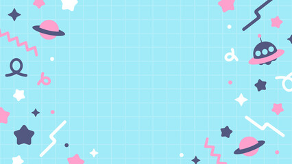 宇宙 かわいい ポップ 星 カラフル 配信 サムネイル バナー デザイン 背景 イラスト   © ラムネマテリアル（公式）
