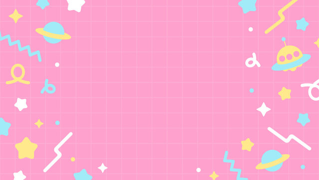 宇宙 かわいい ポップ 星 カラフル 配信 サムネイル バナー デザイン 背景 イラスト 
