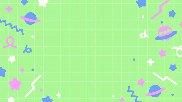 宇宙 かわいい ポップ 星 カラフル 配信 サムネイル バナー デザイン 背景 イラスト 
