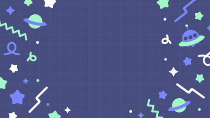 宇宙 かわいい ポップ 星 カラフル 配信 サムネイル バナー デザイン 背景 イラスト   © ラムネマテリアル（公式）