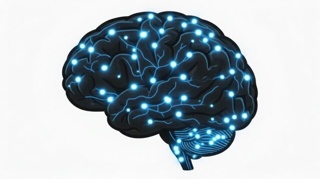 Glowing Blue Neural Network Brain with Animated Energy Signals