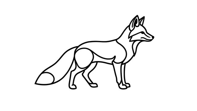 Minimalist fox line art illustration white background.