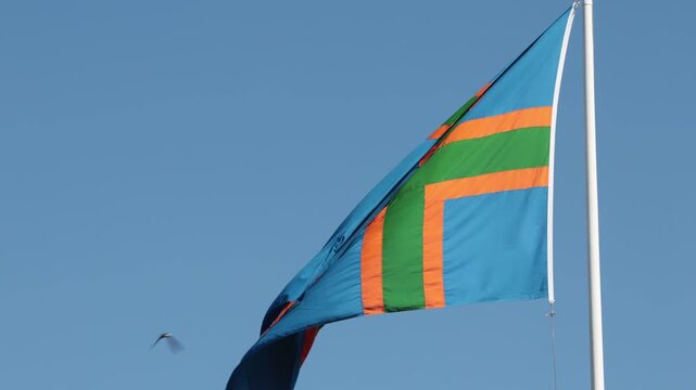 Hirtshals, Denmark The flag of the Vendsyssel region of Denmark in the north of Jutland. The Vendelbrog is a fantasy or decorative flag with no official administrative recognition.