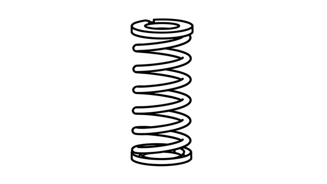 Isolated black spring coil on white background.