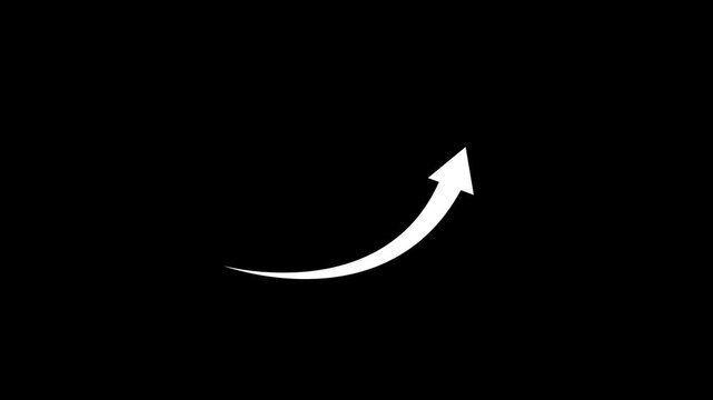 Abstract arrow business graph icon animation background. arrow rising transparent channel. Abstract arrow growth chart of economy icon animated down to up arrow animation direction animation.