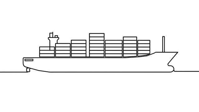 Large cargo ship illustration on white background.