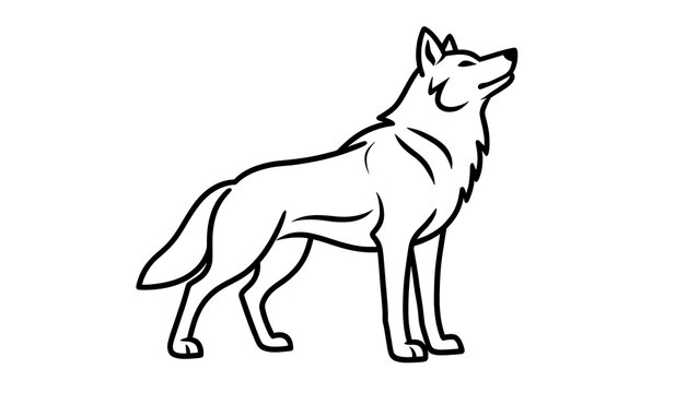 Minimalist wolf illustration on white background.