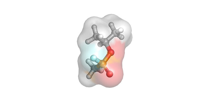 Sarin, organophosphate nerve agent and potent acetylcholinesterase inhibitor, 3D molecule 4K