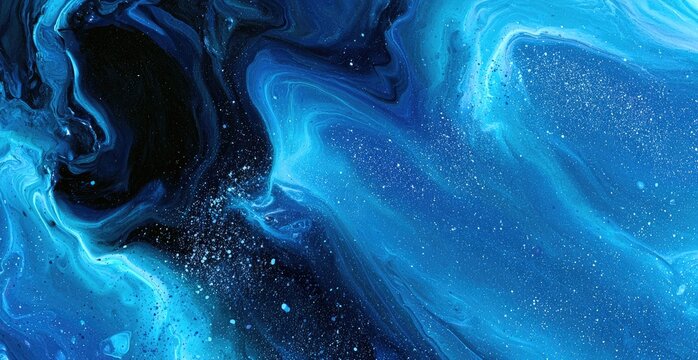 Abstract Blue Swirls and Ebbs of Cosmic Nebula.