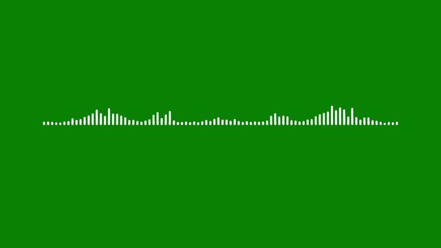 Sound wave animation with white bars black background, Sound graphic equalizer animation. animated sound wave spectrum.white audio waveform spectrum animation on green background.4k