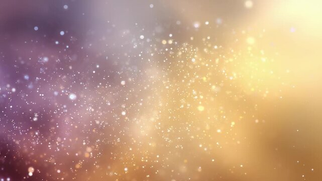 Glittering light particles float across a warm, golden gradient, producing a mesmerizing visual effect. This abstract scene is perfect for festive, celebratory, or inspirational creative projects