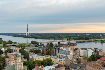 Obraz premium Riga Radio and TV Tower at Sunset