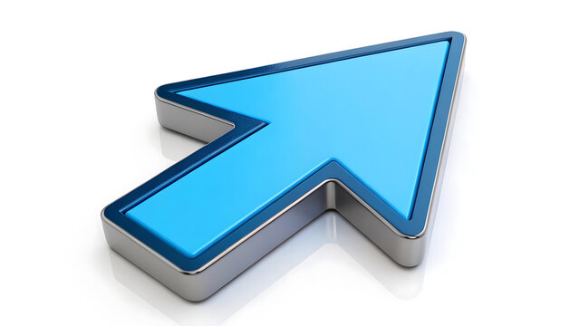 Blue computer mouse pointer arrow icon with interface, technology