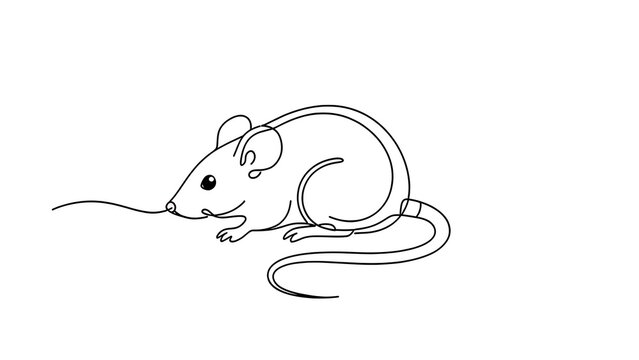 Simple line art mouse drawing white background.