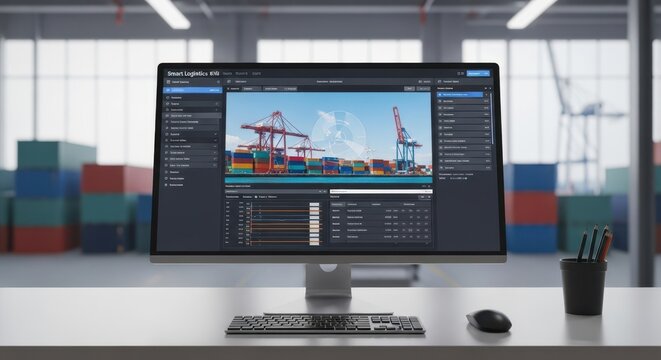 Smart Logistics Software Displaying Port Container Operations and Management Interface
