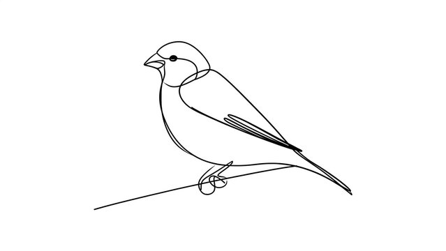 Minimalist bird line art on white background.