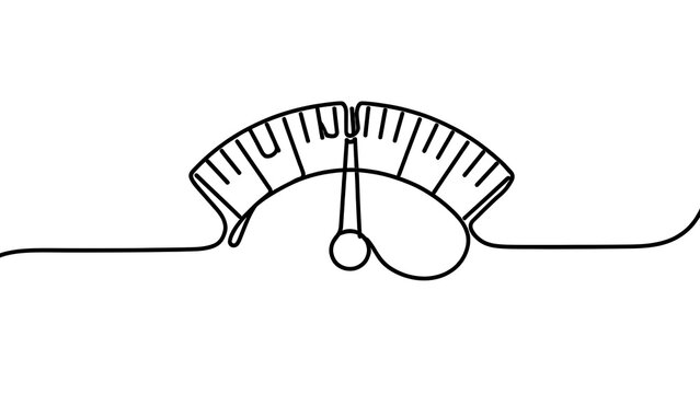 Minimalist line art gauge on white background.