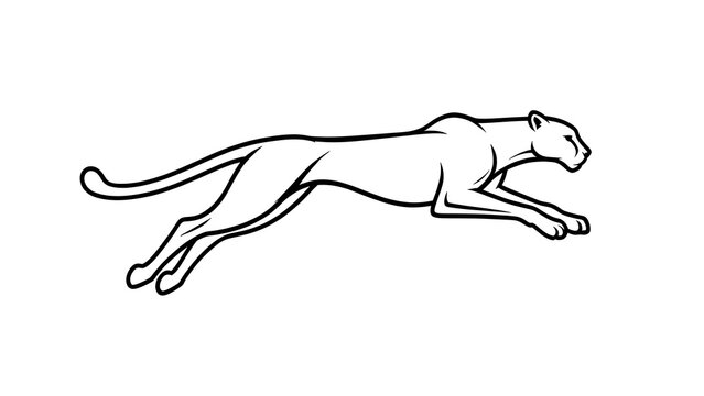 Running cheetah illustration on white background.