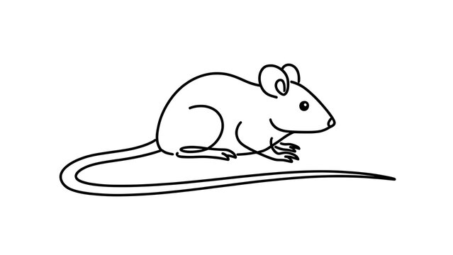 Simple line drawing of a mouse on white background.