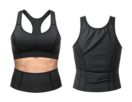 Black athletic bra and racerback tank top set