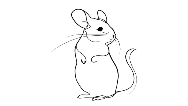 Cute cartoon mouse illustration white background.