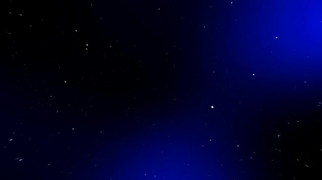 Panoramic night sky with scattered starlike points, transient streaks, and smooth deep blue gradient creating calm celestial backdrop with subtle motion and atmospheric contrast