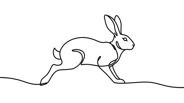 Running rabbit illustration on white background.
