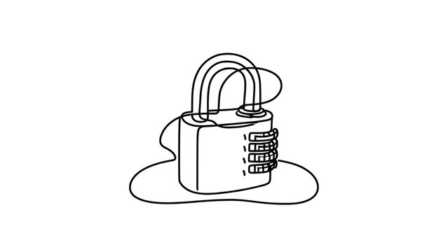 Combination padlock illustration on white background.