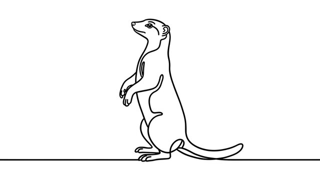 Mongoose standing alert on white background.