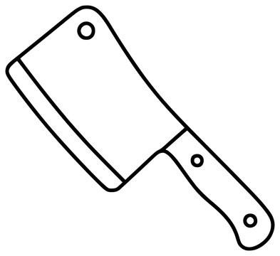 Meat Cleaver Silhouette Vector Illustration Black and White Design.