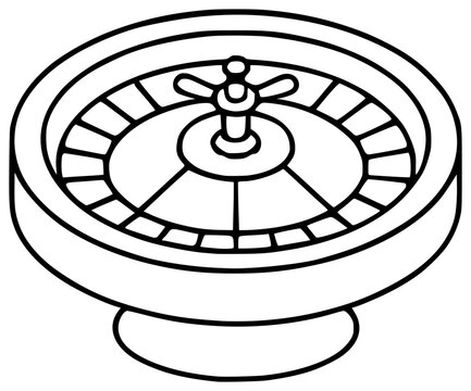 Roulette Wheel Silhouette Vector Illustration Black and White Design.