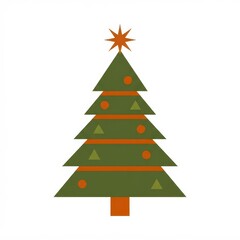 Fototapeta premium Stylized Christmas tree with ornaments and star