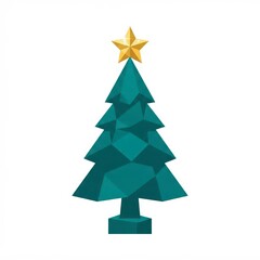 Fototapeta premium Stylized Christmas tree with golden star topper