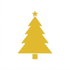 Fototapeta premium Golden Christmas tree icon on white background