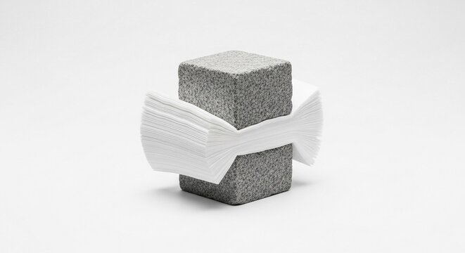 Modern Stone Napkin Holder Dispensing White Paper Napkins on a Clean Surface