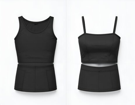Black two piece fitness set front and back.