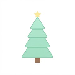 Fototapeta premium Cartoon Christmas tree with star isolated on white