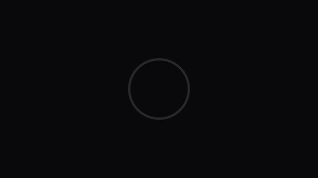 Minimalist loading spinner animation with circular progress bar on 4k black background, circle